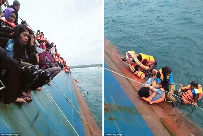 Foto Mencekam Penumpang KM Lestari Maju Bertaruh Nyawa di Perairan Selayar
